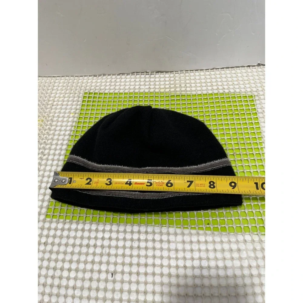 The North Face Beanie Black Gray Striped Fleece Lined Knit Winter Hat LY 645436
